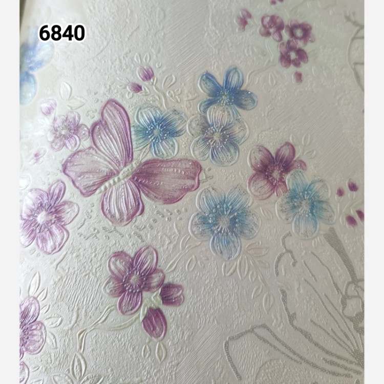 کاغذ دیواری ماشروم طرح پروانه بنفش و مکمل کد 6840 پس کرایه
