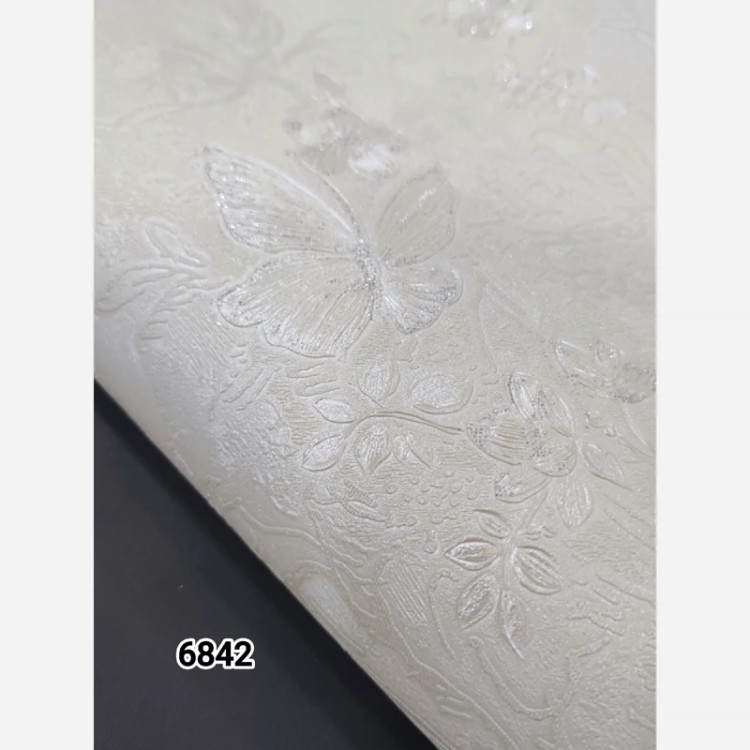 کاغذ دیواری ماشروم طرح پروانه سفید و مکمل کد 6842 پس کرایه
